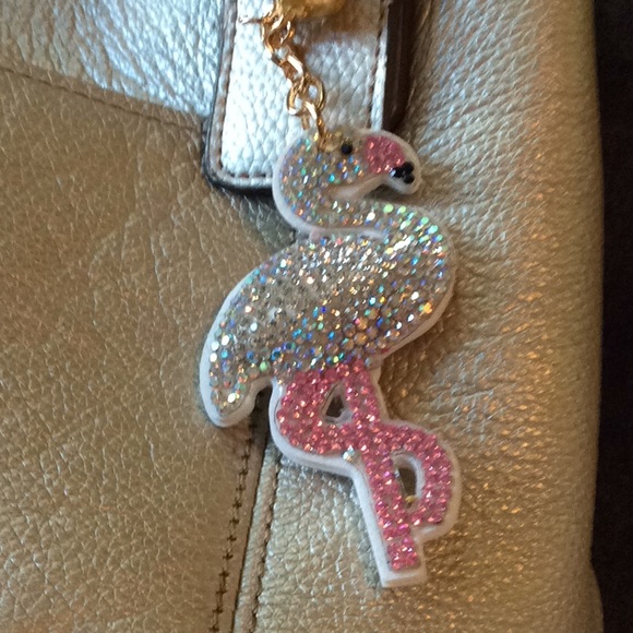 Puffy rhinestone flamingo key chain, purse charm. - Picture 4 of 7